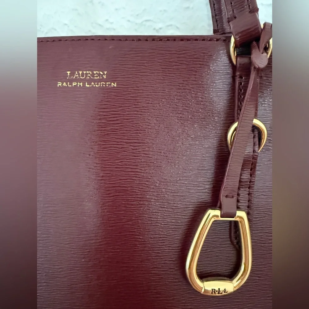 Lauren Ralph Lauren Bennington Saffiano Leather Tote Handbag | Merlot - Picture 3 of 11